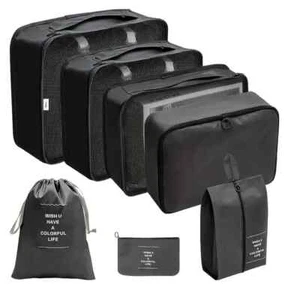 7x New Black Minimalist Travel Luggage Compression Bag Set - Picture 1 of 4