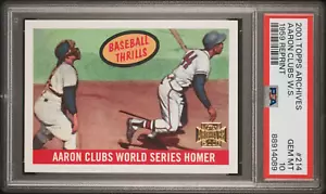 2001 Topps Archives #214 Aaron Clubs World Series HR PSA 10 GEM MINT + FREE SHIP - Picture 1 of 3