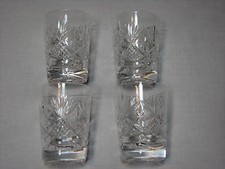 4 Lot set Royal Doulton Glasses Crystal Dof Double Old Fashion Glass Barware Lot