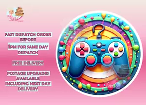 Gaming Controller Geburtstag essbar Kuchenaufleger Zuckerguss / Wafer personalisiert - Bild 1 von 2