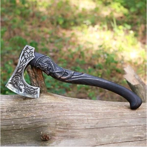 Wikinger Axt handgeschmiedet nordisch Beil High Carbon Stahl Tomahawk Handarbeit - Bild 1 von 12