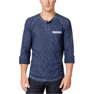 INC International Concepts Mens Navy Long Roll Tab Sleeve Henley Shirt 2XL 3XL - Picture 1 of 4