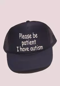 Autism Awareness -Please be patient I have autism- Snapback Mesh Back Navy Hat - Picture 1 of 1