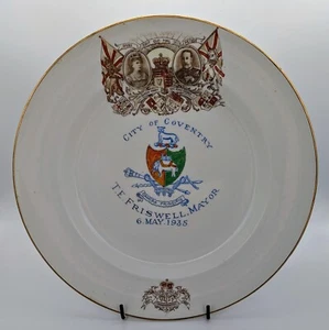 GEORGE V SILVER JUBILLE COMMEMORATIVE PLATE. COVENTRY CREST. MAYOR FRISWELL.1935 - Picture 1 of 8