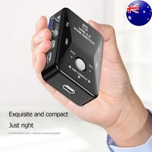 HW1701 2 Port USB Manual KVM Switch Box 2 in 1 Out 1080P VGA Switcher Splitter - Afbeelding 1 van 8