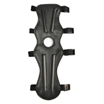 Protector de brazo de tiro con arco de cuero 12 pulgadas protector de brazo de tiro con arco con 4 correas Foto 1 de 4