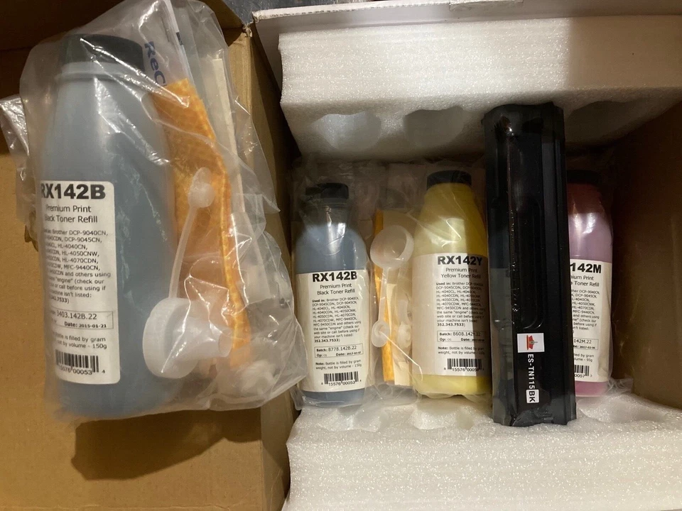 Toner Refill Kit - Brother DCP RX142B, RX142M, RX142Y & 1 Black cartridge TN-115 - Image 1 of 4