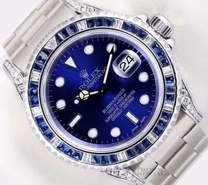 Rolex Submariner 16610 Date Steel 40mm-Blue Diamond Sapphire Bezel-Diamond Lugs - Picture 1 of 6