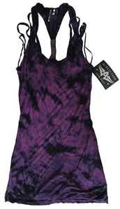 Abito donna Affliction SCORPIUS M NUOVO nuovo con etichetta top viola - Foto 1 di 5