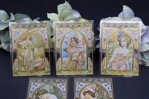 Mucha PET stickers | 10pcs PET Stickers Mucha vintage style pattern woman myster - Picture 1 of 10