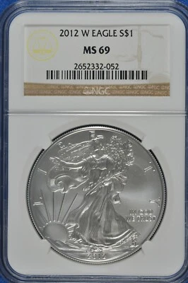 2012 W Burnished $1 Silver Eagle NGC MS 69 (Brown Label) - Image 1 of 2