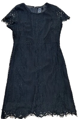 Nicole Miller For Mary Kay Black Lace Zip Down Midi Dress 12P - Image 1 of 4