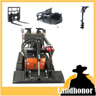 Landhonor 23HP Track Mini Skid Steer Loader Fork Auger Grapple Compact Hydraulic - Image 1 of 4