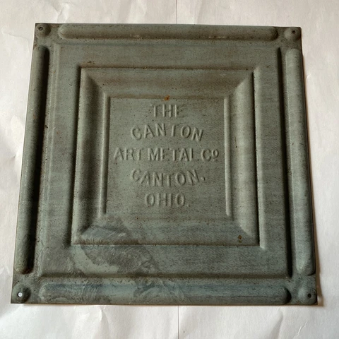 The Canton Art Metal Co. Canton Ohio Stamped Tin Ceiling sample 6” x 6” Cover