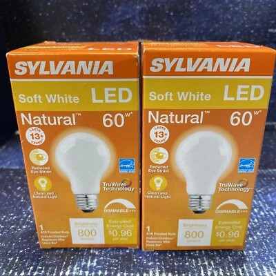 2 X Sylvania Soft White LED Bulb  Light A19 Dimmable -Free Shipping 800 Lumes - Image 1 of 4