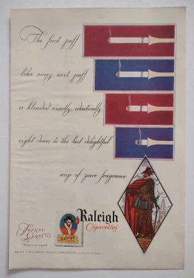 Raleigh Cigarettes Marfil Jabón Copos Vintage revista anuncio anuncio Foto 1 de 4