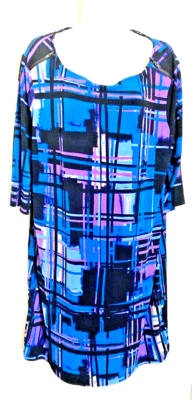 Vestido geométrico para mujer ATENCIÓN cremalleras al hombro XL 44" busto fue de $24.99 Foto 1 de 4