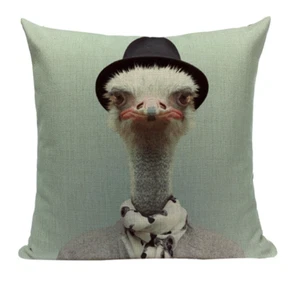Ostrich Animal A2 Cushion Pillow Cover Portrait Zoo Mammal Formal Serious Cute - Picture 1 of 5