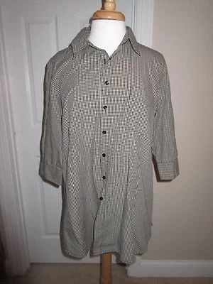 MATERNITY - Motherhood - 3/4 Sleeve Shirt - Blue & White - Button Up - Large - Image 1 of 4