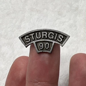 Vintage Sturgis 1990 90s Motorcycle Rally Anniversary Rocker Lapel Pin Silver - Picture 1 of 2