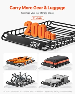 Universal Roof Rack Cargo Carrier Basket 51x36x4.1 in Car Top Luggage Holder Bag - Picture 1 of 10