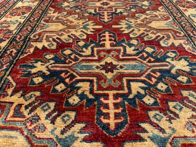3x5 VINTAGE ORIENTAL RUG HAND-KNOTTED handmade ANTIQUE tribal wool red caucasian - Image 1 of 4