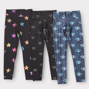 Paquete de Leggings Terez Talla Pequeña Usados en Excelente Condición Estampado de Estrellas, Corazones y Ojos - Imagen 1 de 7
