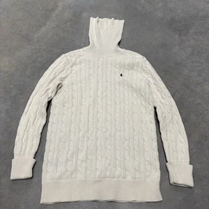 Ralph Lauren Sport Sweater Men's Large Chunky/CableKnit Turtleneck Sweater Ivory - Picture 1 of 4