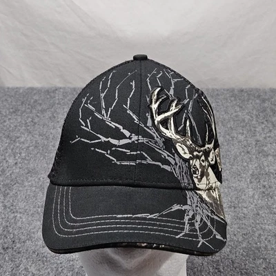 Sombrero de camionero de malla Buck Wear negro camuflaje cuerno de ciervo gráfico gorra ajustable Foto 1 de 4