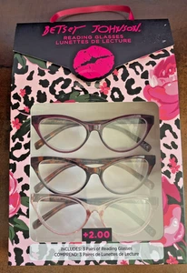 Gafas de lectura Betsey Johnson + 2,00 lectores paquete de 3 Catseye - Imagen 1 de 3
