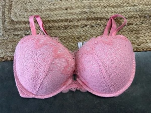 Victorias Secret Dream Angels Pink Lace Push Up Bra 34DDD Padded - Picture 1 of 4