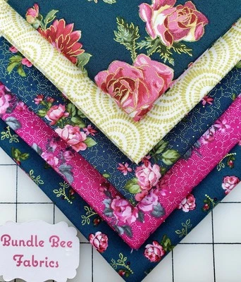 PROMISE ME A ROSE 花园 ~ 孔雀脂肪四分之一捆 (5) 全新 100% 棉 — 第 1/4 张图片