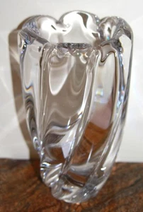 Orrefors Sweden heavy lead crystal vase 7.5" swirl waterfall Signed Vintage - Picture 1 of 6