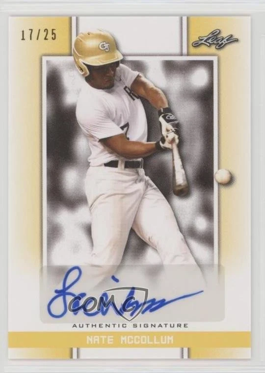 2019 Leaf Perfect Game National Showcase Yellow /25 Nate McCollum #BA-NM2 Auto - Image 1 of 2