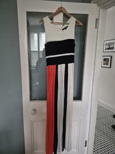 French Connection Maxi Dress Size 14 Black White Pink - Picture 1 of 5