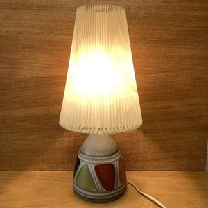 Tischlampe Keramik & Plissée Midcentury Design Keramiklampe 50er 60er vintage  - Bild 1 von 13