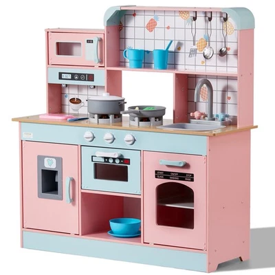 VEVOR Kitchen Playset Kids Pretend Cooking Play Toy 24 Piece Accessories Pink - image 1 of 4