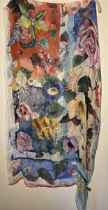 Christian Lacroix mehrfarbig Signatur Blumen langer Seidentuch 21"x64" gebraucht, in einwandfreiem Zustand - Bild 1 von 10