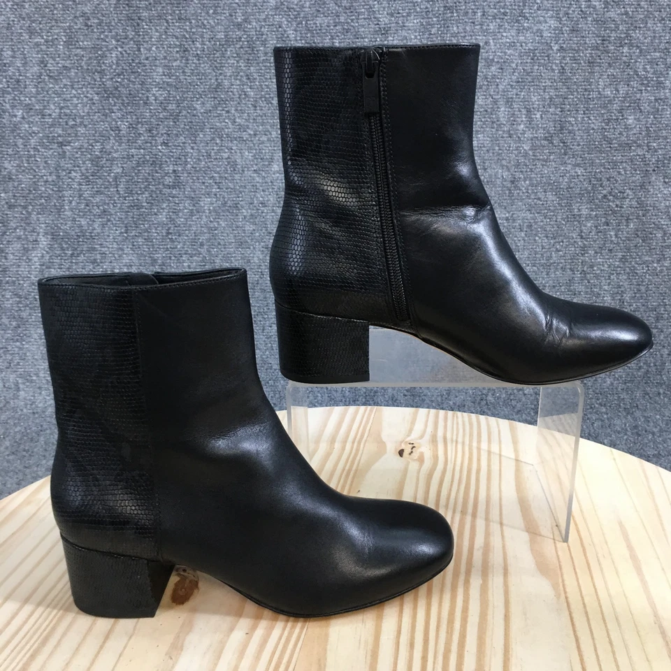 Donald Pliner Botas Mujer 6 M Cindee Botines Cuero Negro Cremallera Lateral Tacones Foto 1 de 4