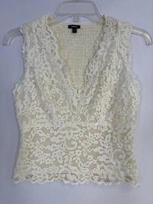 Vintage Express Y2K 90’s Babydoll Lace Sleeveless Tank Top Ivory Size XS - Image 1 of 4