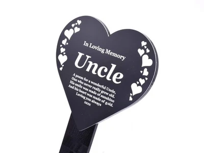 In Loving Memory Uncle Heart Plaque – Waterproof Grave/Garden Stake 143x258mm - Image 1 of 4