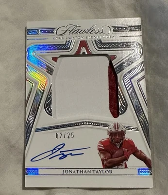 Jonathan Taylor 2023 Panini Flawless Star Swatch Player Worn on Card AUTO 7/25 - Image 1 of 2
