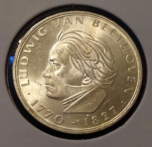 1970 f germany 5 mark bu uncirculated Ludwig van Beethoven silver world coin - Picture 1 of 2