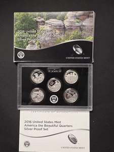 2016-S US Mint America the Beautiful Quarters Silver Proof Set w/box & COA TONED - Picture 1 of 3