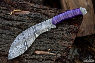 HUNTEX EDGE AUSTRALIA HUNTEX Handmade Damascus Blade, 380mm Full-Tang Heavy Duty Exotic Kukri Knife