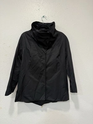 Chaqueta cortavientos ligera Eileen Fisher talla mediana negra frontal a presión bolsillos Foto 1 de 4