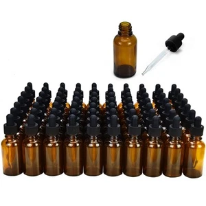 99 Pack 1oz Amber Glass Dropper Bottles with Glass Droppers and Black Cap for... - Picture 1 of 7
