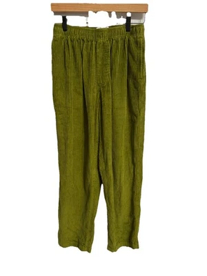 Calça feminina Urban Outfitters tamanho pequeno verde limão veludo com nervuras - Imagem 1 de 4
