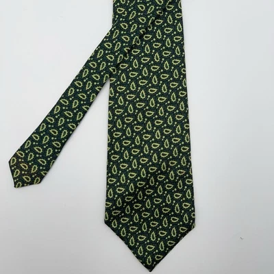 POLO RALPH LAUREN Tie Green Lime Paisley 100% Silk Hand Made In USA 4”X58” - Image 1 of 4