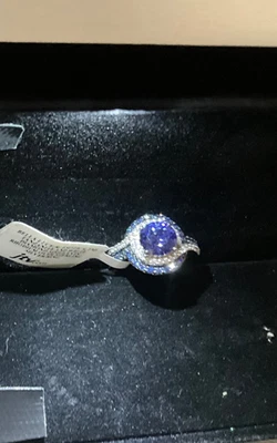 Tanzanita/diamante blanco con remolino de plata esterlina 925 Bella Luce circonita cúbica talla 6 Foto 1 de 3